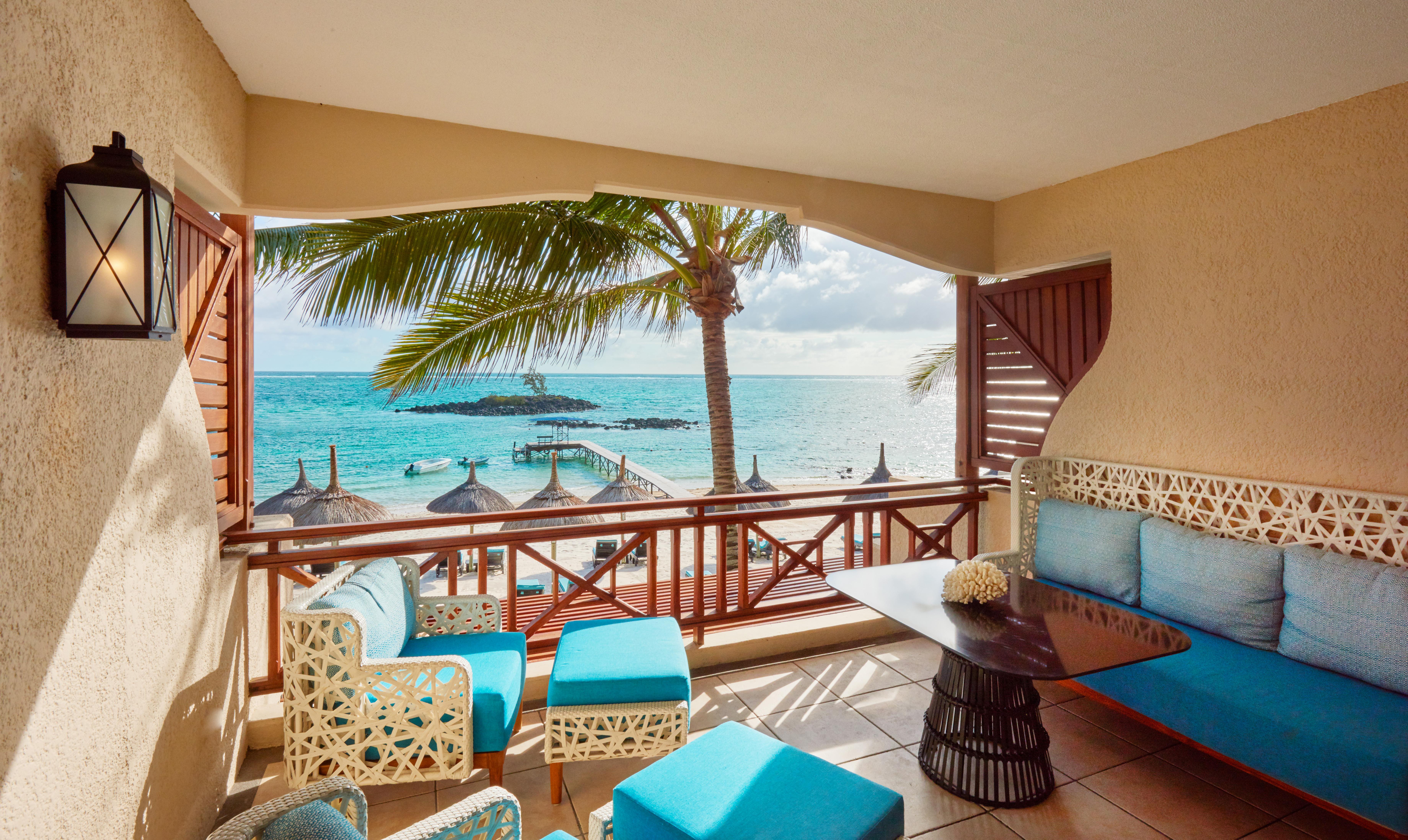 Constance Belle Mare Plage Luaran gambar A view of the beach from a suite at the resort